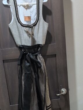 Kruger Gray and Black Women's Dirndl with Sheer Black Apron